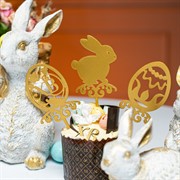 Штекер пасхальный Зайчик металл золотой 750-012G - фото 80433