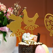 Штекер пасхальный Зайчик металл золотой 750-012G - фото 80435