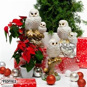 Фигура Филин на ветке белый с золотом F01243-WG - фото 8106