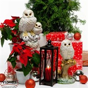 Фигура Филин на ветке белый с золотом F01243-WG - фото 8107