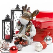 Фигура Лось наряженный маленький полистоун F08426 - фото 8314