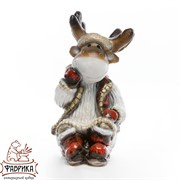 Фигура Лось наряженный маленький полистоун F08426 - фото 8315