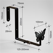 Кронштейны для балконного ящика регулируемые Бабочки 2шт металл чёрный 203-016B - фото 87396
