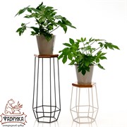 Подставка напольная для цветов металл с деревом Лофт высота 75см 66-410 - фото 9181