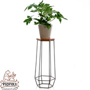 Подставка напольная для цветов металл с деревом Лофт высота 75см 66-410 - фото 9182