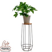 Подставка напольная для цветов металл с деревом Лофт высота 75см 66-410 - фото 9183