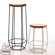 Подставка напольная для цветов металл с деревом Лофт высота 75см 66-410 - фото 9186