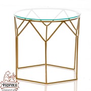 Стол журнальный металл под бронзу со стеклом Лофт 66-117 - фото 9305