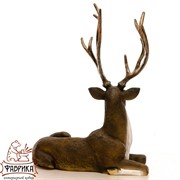 Фигура Олень с рогами лежит для сада и интерьера U08936 - фото 9403
