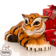 Фигура Тигренок лежит стеклопластик U08924 - фото 9439