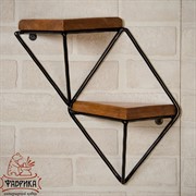 Подставка настенная Лофт 2 полки металл+дерево длина 37см 66-502 - фото 9542