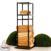 Дровница Лофт с полкой металл и дерево с полкой 66-904 - фото 9577