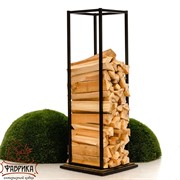 Дровница Лофт металлическая с деревом узкая высокая 66-905 - фото 9583