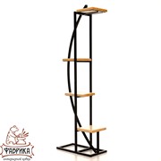 Этажерка Лофт Дуга с четырьмя полками металл и дерево 66-706 - фото 9592