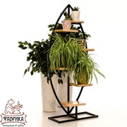 Этажерка Рыбка в стиле Лофт с шестью полками металл и дерево 66-709 - фото 9603