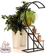 Этажерка Лофт в виде цифры с тремя полками металл и дерево 66-710 - фото 9608