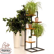 Этажерка Лофт с пятью полками металл и дерево 66-711 - фото 9614