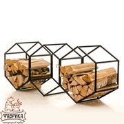 Дровница металл для дачи и дома Лофт Соты 66-916 - фото 9676